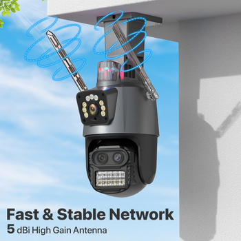 P11 Xiongmai Triju objektīvu bezvadu ārējā kupolu kamera, 9MP CMOS, 4/12 mm objektīvi, PTZ, 2560p, IR līdz 50 m