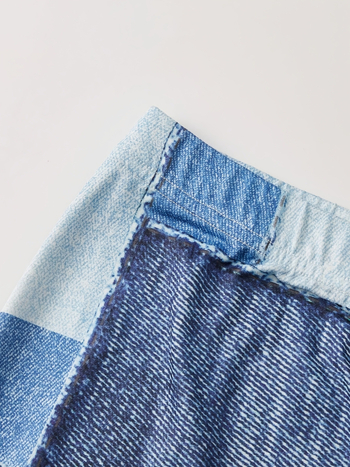 Asimetrinis ilgas sijonas su aukštu liemeniu, patchwork langinis raštas, poliesteris 95%+, mikroelastinė, pavasaris 2025