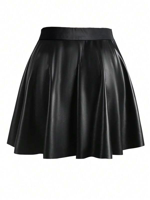 Пола с чадърна кройка, къса дължина, полиестер с еластан, полиестер 90–95%, есен 2024 лансирана, елегантен стил за градска ежедневна работа