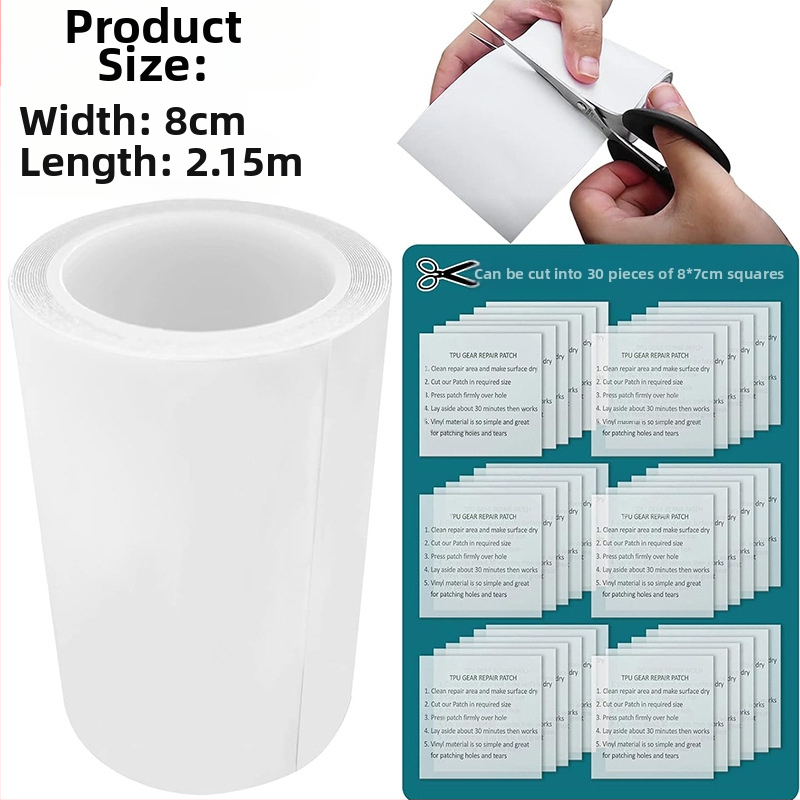 Самозалепваща TPU водоустойчива ремонтна лента, едностранна; за палатки, дъждобрани, плувни рингове и надуваеми басейни; дебелина 0,3 мм
