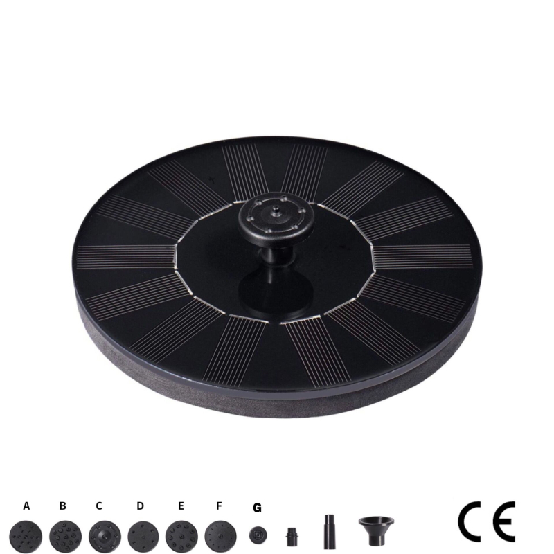 Saulės jėgos sodo fontanas uolėto baseino stiliuje – plūduruojantis lauko fontanas akvariumui; purskimo režimas: vieno skylės įpurškimas; LED apšvietimas; modelis: Solar Fountain