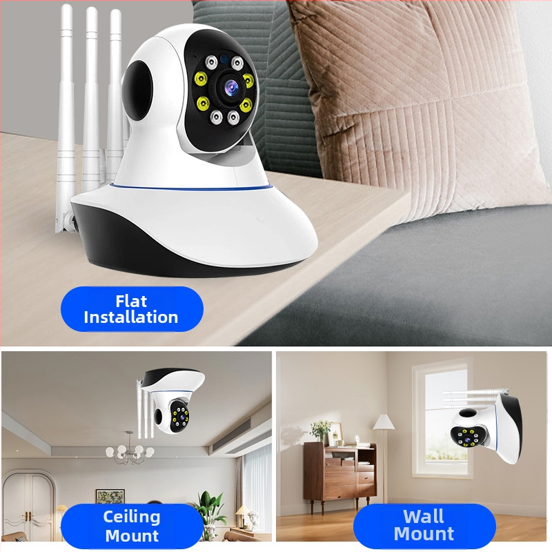 Pan-Tilt наблюдателна камера с Wi‑Fi, 1080P нощно виждане, дистанционно управление, локално/облачно съхранение