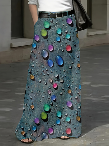 Мини пола с геометричен принт PVC, прав силует, мини дължина, пролет 2025