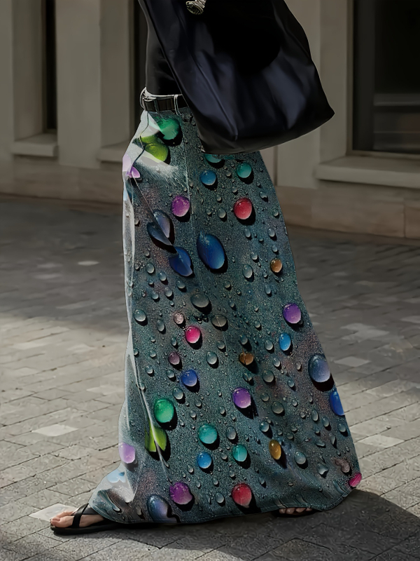 Мини пола с геометричен принт PVC, прав силует, мини дължина, пролет 2025