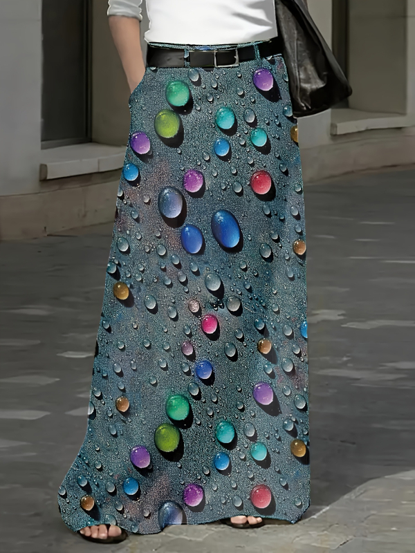 Мини пола с геометричен принт PVC, прав силует, мини дължина, пролет 2025