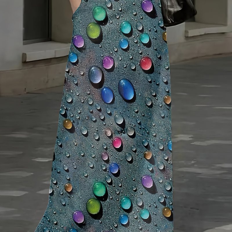 Мини пола с геометричен принт PVC, прав силует, мини дължина, пролет 2025