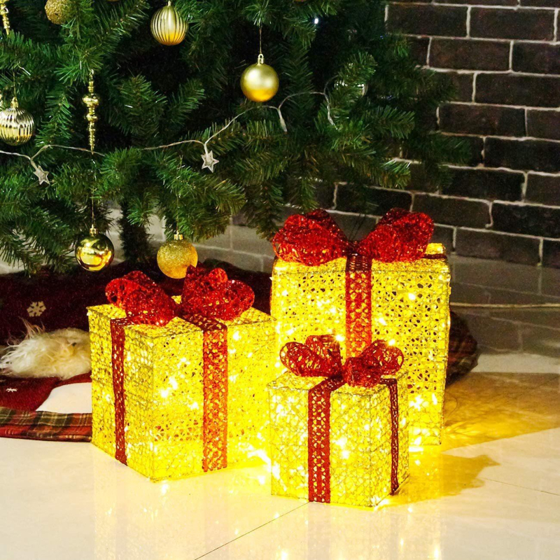Cutie cadou din fier forjat pentru Crăciun, decor luminos, stil etnic, Xiaowei