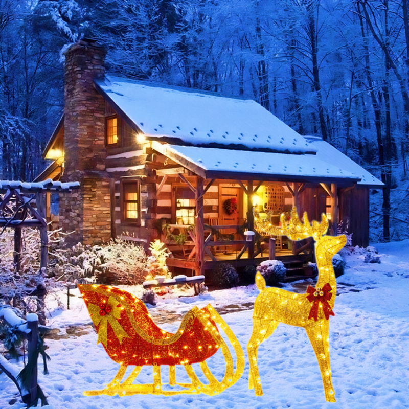 Helendav traadist terasest jõulujänes – geomeetriline skulptuur hotellide ja pidulikele dekoratsioonide jaoks, puidust karbis pakendatud