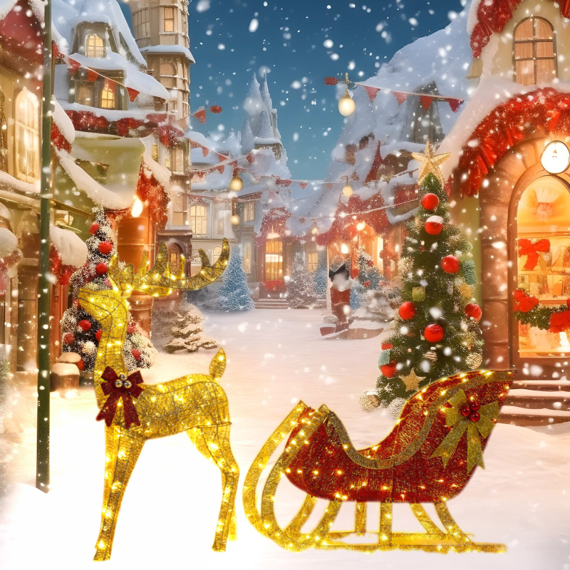 Helendav traadist terasest jõulujänes – geomeetriline skulptuur hotellide ja pidulikele dekoratsioonide jaoks, puidust karbis pakendatud