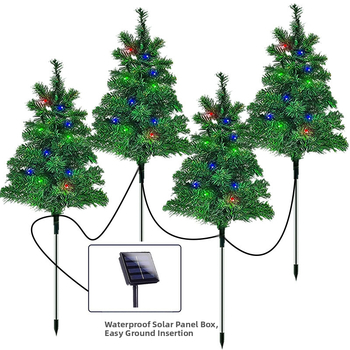 Ηλιακά φώτα χριστουγεννιάτικου δέντρου, εξωτερικά φώτα αυλής 1 προς 4, διακοσμητικά φώτα τοπίου κήπου, IP65, 0.06W, 1.2V, 6–12h