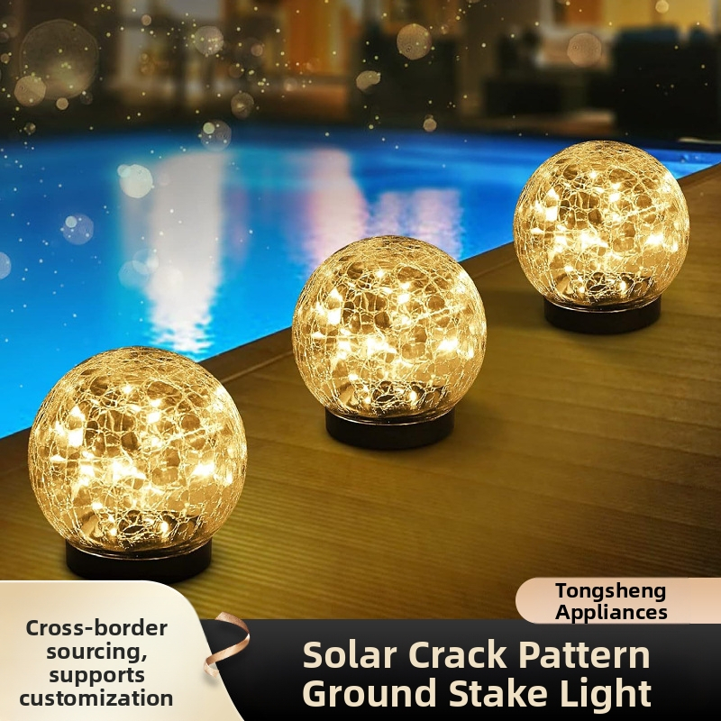 Saulės energijos kraštovaizdžio žibintas kiemui, stiklo korpusas, LED šviesos šaltinis, įgręžta į žemę, modelis TS202408