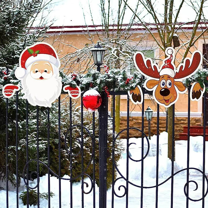 Χριστουγεννιάτικο εξωτερικό διακοσμητικό πινακίδας φράχτη με σκληρό πλαίσιο, κατάλληλο για τοποθέτηση καρτών φράχτη και κήπου