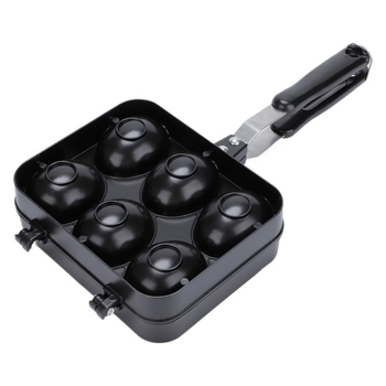 Šypsenosios veido kiaušinių vaflių keptuvė – nelimpančio, iš aliuminio lydinio, suderinama su dujinėmis viryklėmis, su atspausdintu logotipu