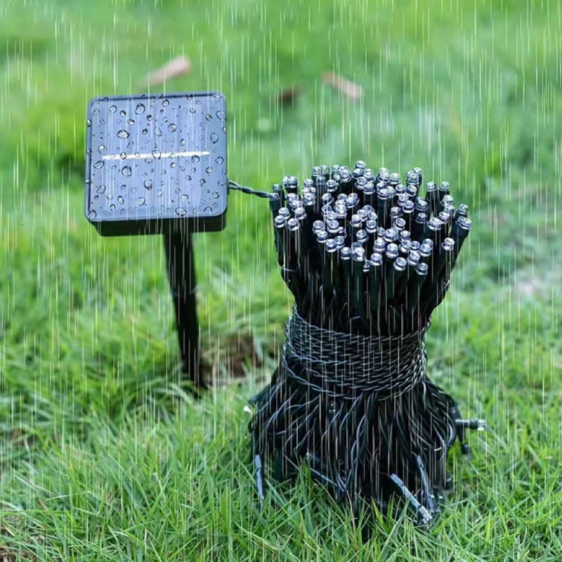 Napelemes LED fényfüzér kertbe és kültérre – IP44 vízálló, 12V bemenet, 5000 lm fényáram, üzemeltetés: napelemp/akkumulátor/USB/DC