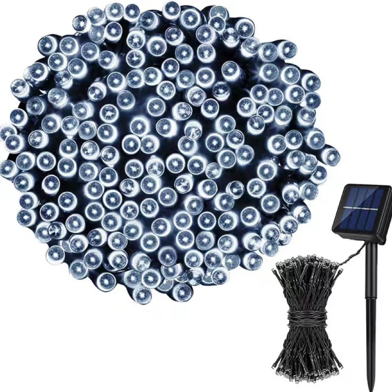 Napelemes LED fényfüzér kertbe és kültérre – IP44 vízálló, 12V bemenet, 5000 lm fényáram, üzemeltetés: napelemp/akkumulátor/USB/DC