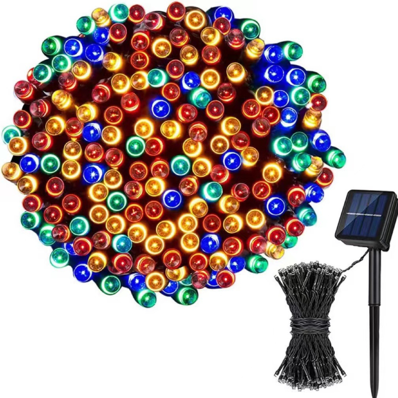 Napelemes LED fényfüzér kertbe és kültérre – IP44 vízálló, 12V bemenet, 5000 lm fényáram, üzemeltetés: napelemp/akkumulátor/USB/DC