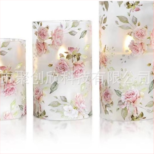 Стъклена чаша за вода с мотив рози – марка Juchuangxin, 170 g, бялост 90, водоустойчива опаковка, клас Отличен