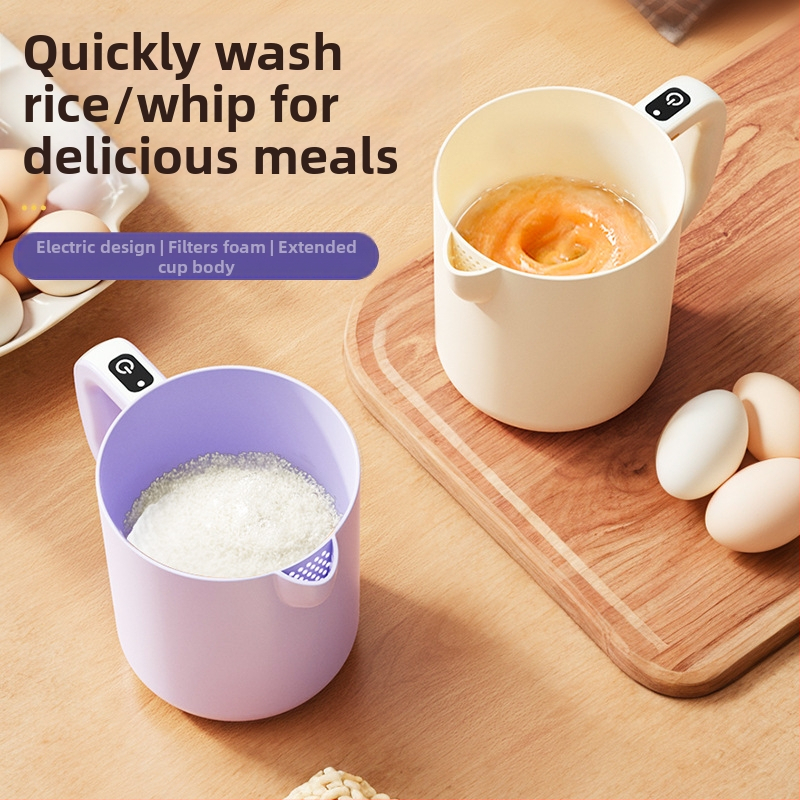 Компактен ръчен електрически разбърквач за яйца и мултифункционален миксер с измиване и филтриране на ориз, 3.7V, 0.8W, 0.8Hz