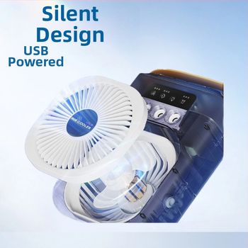 Επιτραπέζιος USB ανεμιστήρας με λειτουργία ψεκασμού και τηλεχειριστήριο, 3 λεπίδες, χωρίς ψήκτρες κινητήρας, ενσωματωμένη μπαταρία 4000-6000mAh, τροφοδοσία USB, ήσυχος ήχος ≤36 dB για κυκλοφορία αέρα