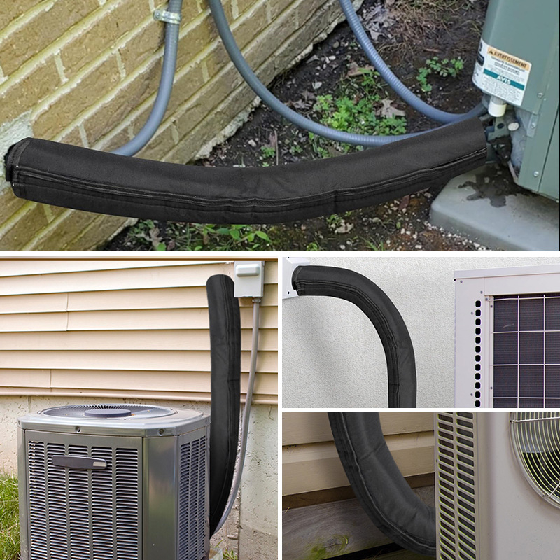 Трислойна защитна обвивка за HVAC тръби: маншон за климатични и изпускателни тръби, Oxford плат с алуминиево фолио за изолация, водоустойчива и UV-устойчива, температура до 220°C, огнеустойчива