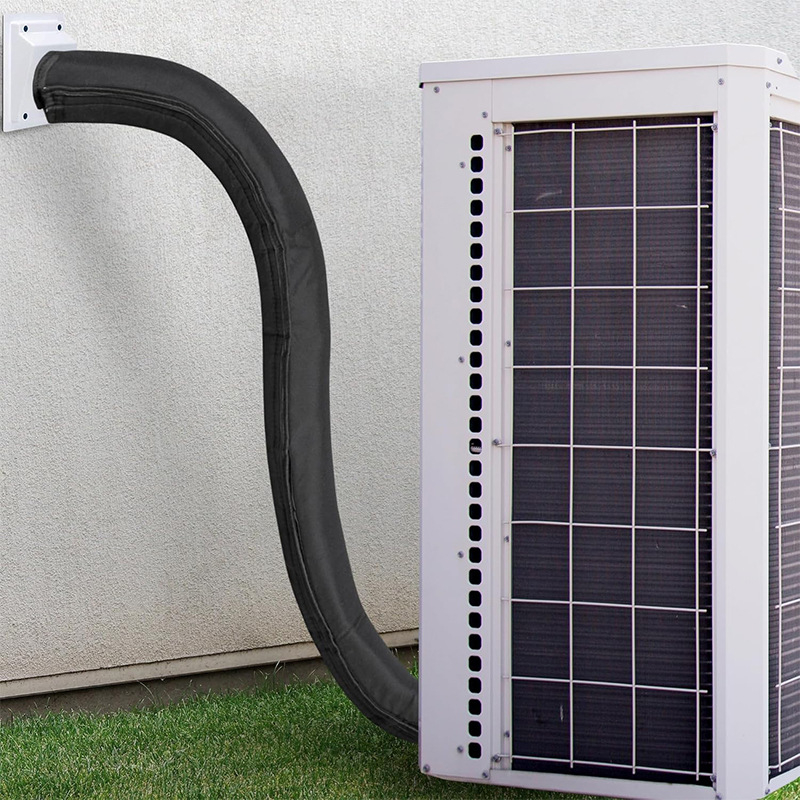 Трислойна защитна обвивка за HVAC тръби: маншон за климатични и изпускателни тръби, Oxford плат с алуминиево фолио за изолация, водоустойчива и UV-устойчива, температура до 220°C, огнеустойчива