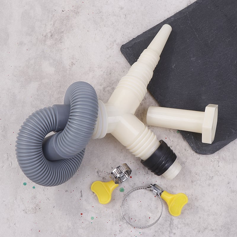 Műanyag lefolyócső hosszabbító mosógéphez és szárítógéphez adapterekkel