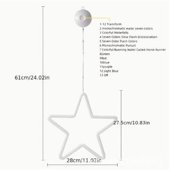 LED žvaigždės formos naktinė lempa su siurbtuku, maitinama baterijų dėže, 4,5 V, 3000 lm, IP42, tarnavimo laikas 50 000 h, kilmė Taizhou, Zhejiang
