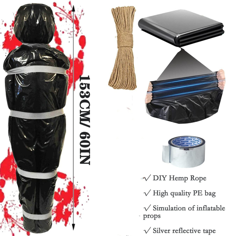 Halloween kültéri rekvizit: ijesztő hamis holttest baba a kísértet ház dekorációjához (Anyag: Műanyag; IP engedély: Nincs; Kategória: Díszítés; Termék kategória: Terület-elrendezési rekvizitek)