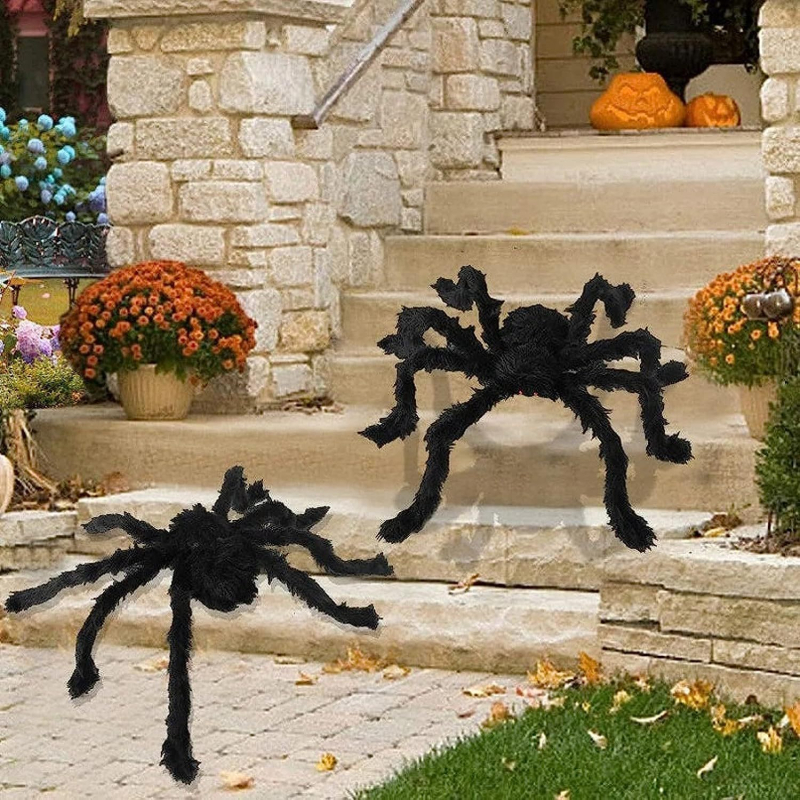 Halloween crni ogroman pauk – mekan i pahuljast vanjski dekor za scenu