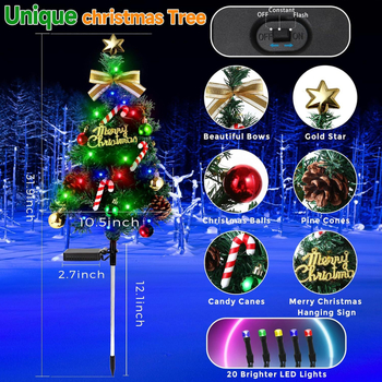 Φωτάκια ηλιακά για χριστουγεννιάτικo δέντρο στο έδαφος – εξωτερικά αδιάβροχα διακοσμητικά φώτα κήπου, IP65, 0.05W, Μοντέλο LXDZ, Υλικό: ύφασμα + ανοξείδωτο ατσάλι, 12–16 ώρες φωτισμού, Με δυνατότητα προσαρμογής