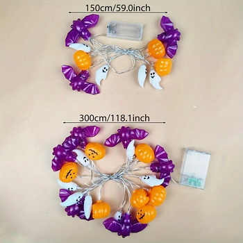 Gyvūno formos LED Helovino šviesų vija, 20 LED, IP55, įėjimo įtampa ≤36V, 5000K spalvos temperatūra, maitinama baterijomis