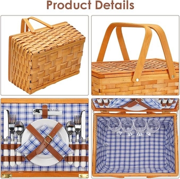 Fapelyhekböl szőtt piknikkosár, összecsukható fogantyú, modell LK-MC012, modern minimalista stílus, Mo shangmu song márka, kosár gyümölcsök és zöldségek számára