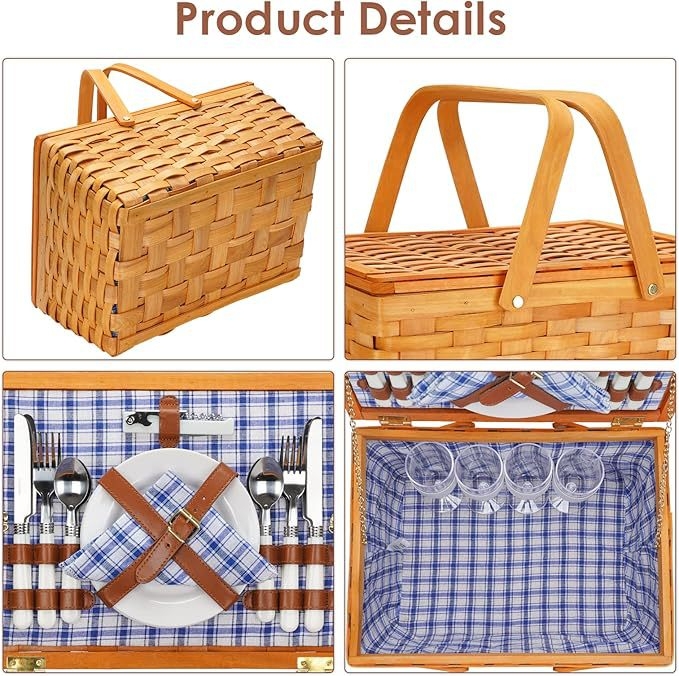 Fapelyhekböl szőtt piknikkosár, összecsukható fogantyú, modell LK-MC012, modern minimalista stílus, Mo shangmu song márka, kosár gyümölcsök és zöldségek számára