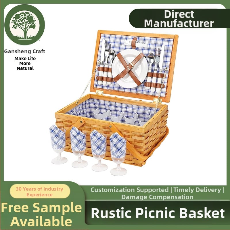 Fapelyhekböl szőtt piknikkosár, összecsukható fogantyú, modell LK-MC012, modern minimalista stílus, Mo shangmu song márka, kosár gyümölcsök és zöldségek számára