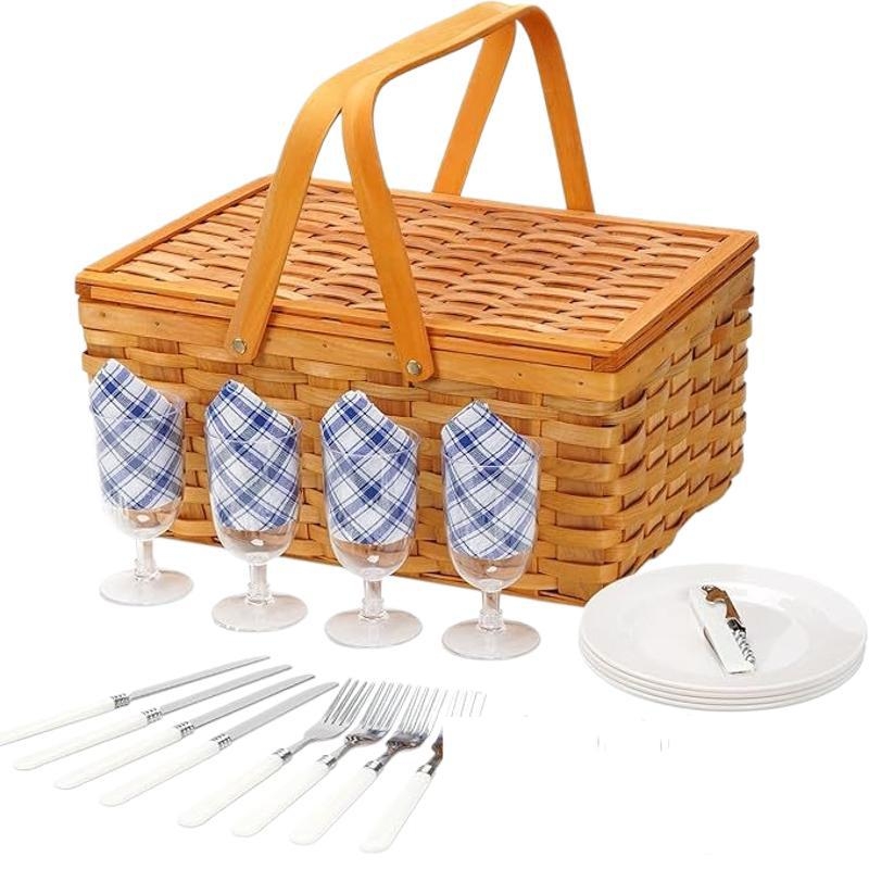 Fapelyhekböl szőtt piknikkosár, összecsukható fogantyú, modell LK-MC012, modern minimalista stílus, Mo shangmu song márka, kosár gyümölcsök és zöldségek számára