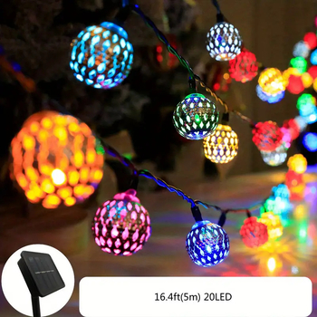 LED светлинна верига с Мороканска топка, ковано желязо, E14 капак, IP44, 36 lm, 6000 ч