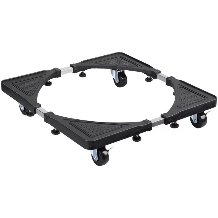 Reguliuojama nerūdijančio plieno mobilioji bazė šaldytuvams ir skalbyklėms su ratukais (apkrova iki 100 kg)