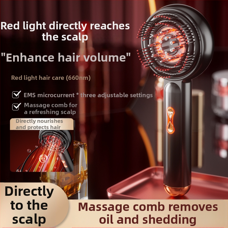 Електрическа EMS многофункционална масажна четка за коса с лазер за растеж на коса, масажор на скалпа, модел HG01, универсална съвместимост, 3 скорости, пуснат през 2025 г.