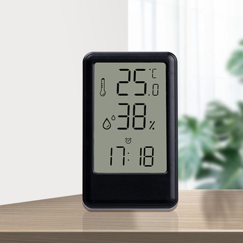 Ébresztőóra beltéri/kültéri hőmérséklet és páratartalommal, idő kijelző, LCD hőmérő, elemről működik