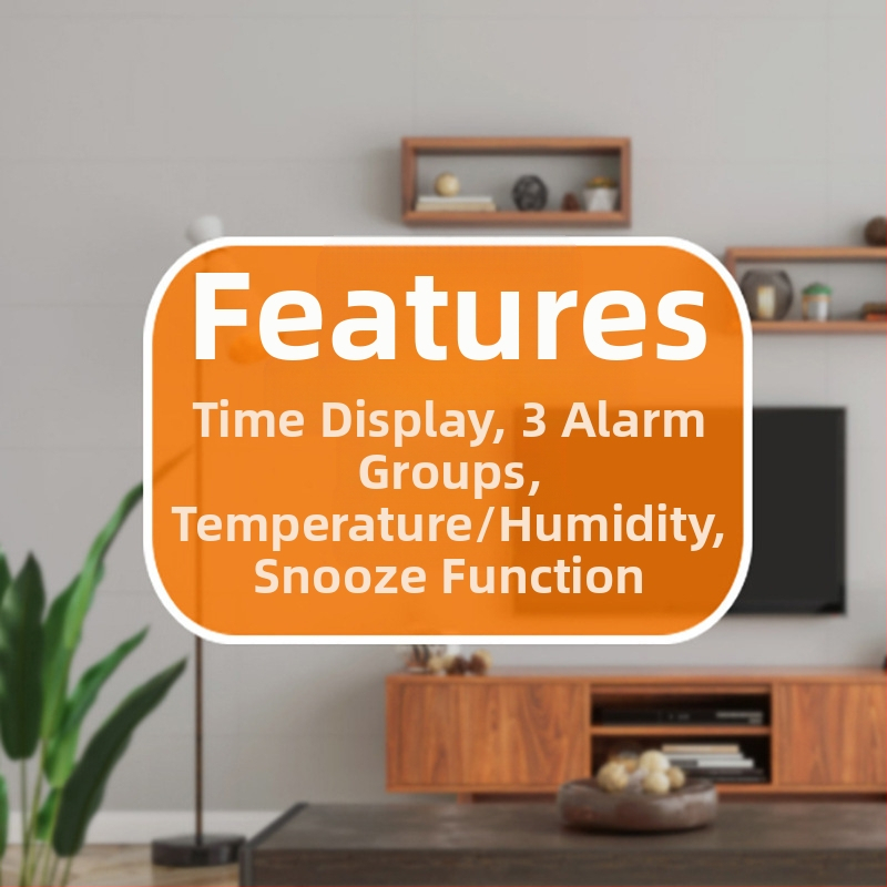 Електронен будилник с LCD дисплей, термометър и хигромер, три аларми, батерийно захранване, ABS корпус