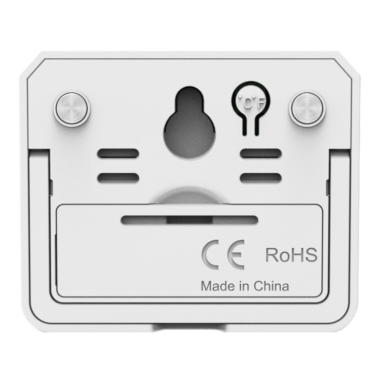 Elektronikus hőmérséklet- és páratartalom-mérő, ultra vékony belső kijelzővel és mágneses tartóval, AAA elemről működik; hőmérséklet-tartomány 20–70°C; páratartalom 10–99% RH; hőmérséklet felbontás 0.1°C; páratartalom felbontás 1% RH