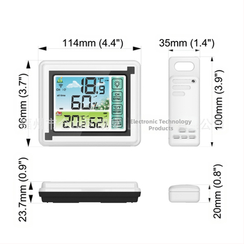 Ασύρματος μετρητής θερμοκρασίας και υγρασίας εσωτερικού/εξωτερικού με μεγάλη οθόνη και σταθμός μετεωρολογίας, ανάλυση 0.1°C
