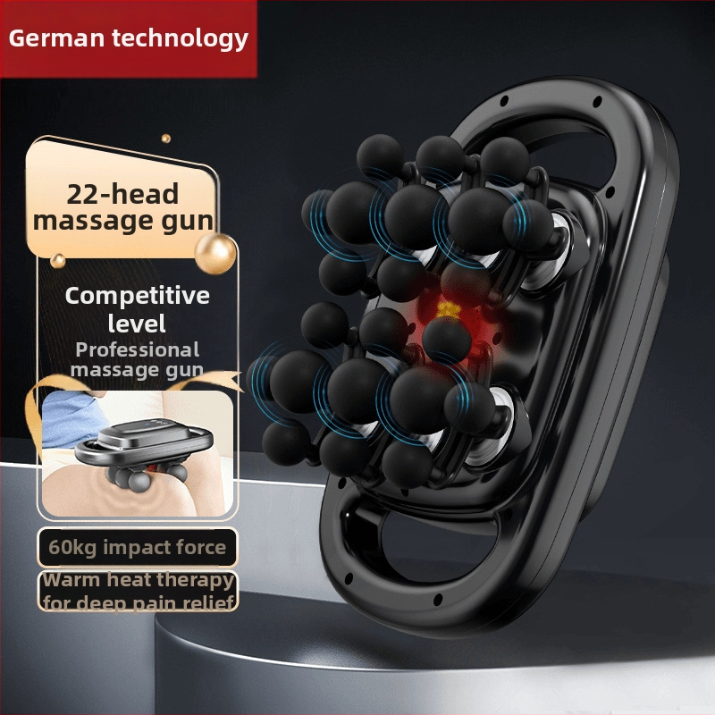 Raumenų masažinė pistelė su šepetėlinu varikliu, 6+ galvų, 5+ greičiai, įmontuota baterija 2000–4000 mAh, triukšmas mažiau nei 36 dB