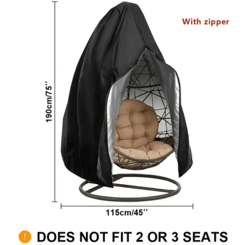 Oxford anyagú tojás alakú függő fotel védőhuzat – eső-, nap- és porálló védelem, egyenes nyitású dizájn, 50 darabos csomag