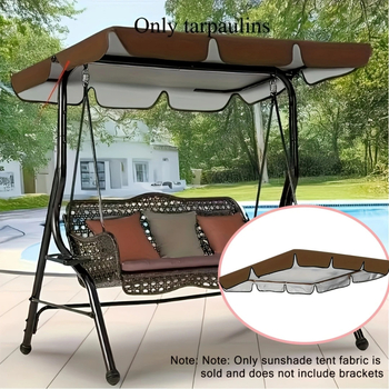 Lauko sūpynių stogo gaubtas, atsparus vandeniui ir saulės spinduliams, audinys 190T su sidabro danga, kvadratinio volano stiliaus gaubtas, pritaikomas