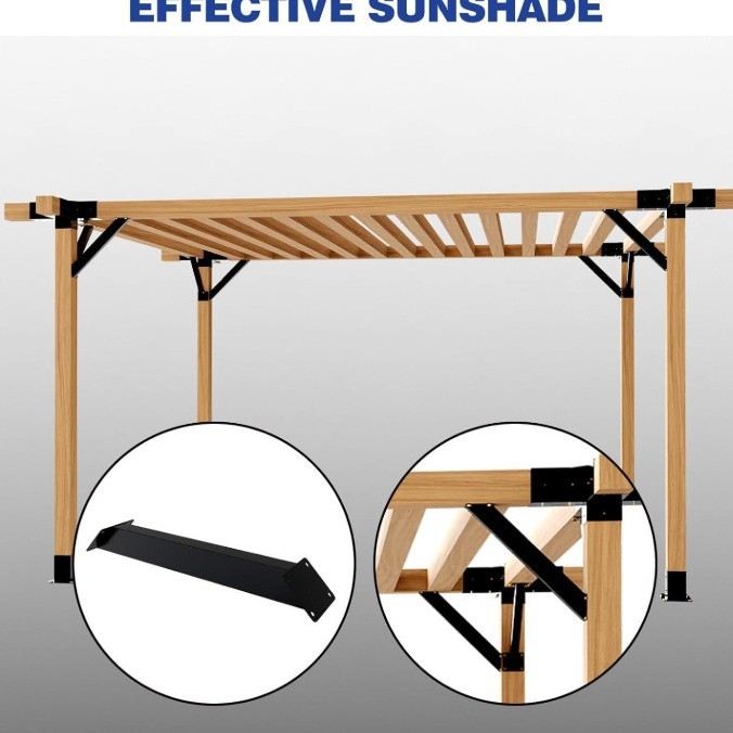 Diagonalan set potpornjih šipki za pavilon s drvenim stupovima – trokutasti vanjski hardver za pergolu, željezo, model 1452, primjena: sjenica, pergola i ograda terase