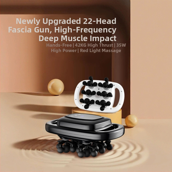 Fasijų masažo prietaisas su 22 galvomis, LCD ekranas, 5+ greičio lygiai, įmontuota baterija