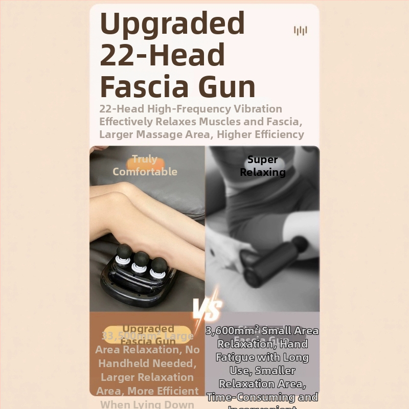 Фасциален масажор с 22 глави, четков мотор, LCD дисплей, 5+ нива на скорост, вградена батерия