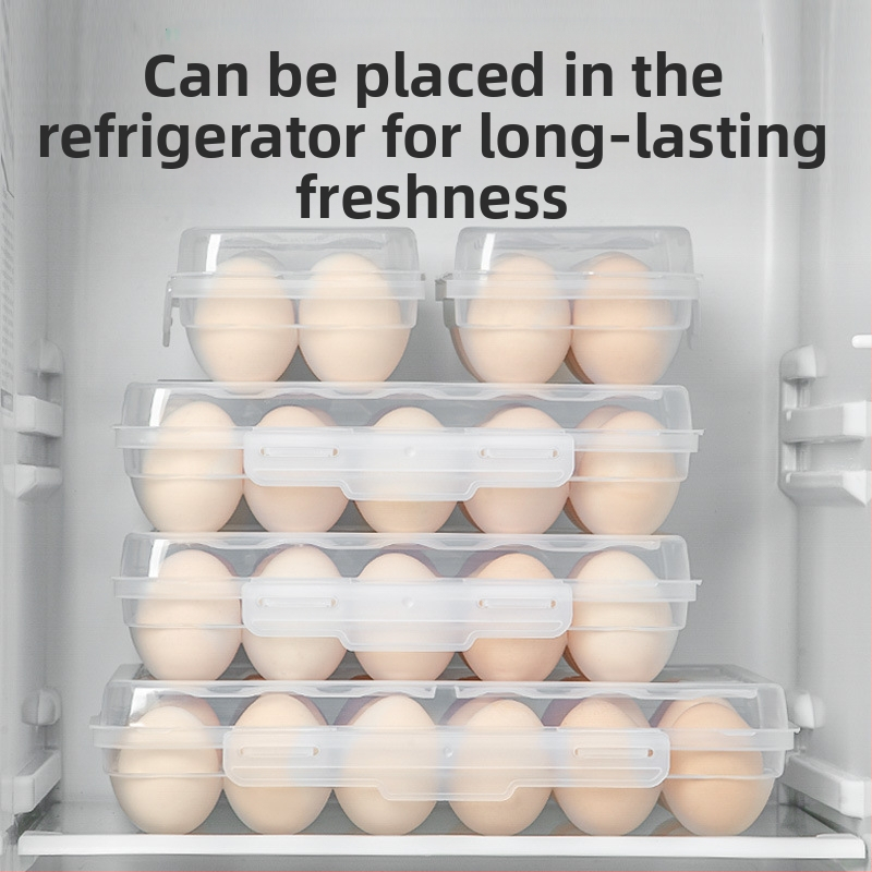 Портативна кутия за яйца за къмпинг на открито с регулируема тава за яйца – удароустойчива и счупваща се, минималистичен дизайн, PP материал