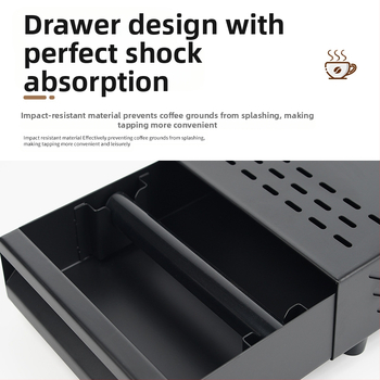 Knock box καφέ με συρόμενο τύπο — από ανοξείδωτο χάλυβα και ανθρακούχο χάλυβα, μοντέρνος μινιμαλιστικός σχεδιασμός, αξεσουάρ μπαρ/καφέ